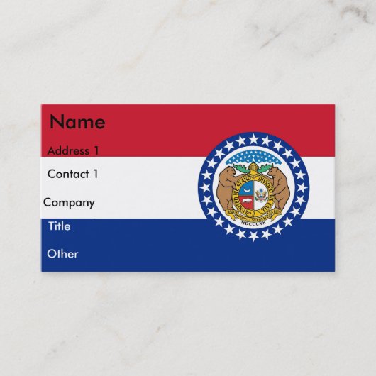ミズーリ州旗を持つ名刺 名刺 (正面)