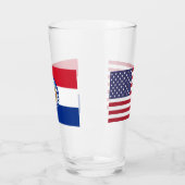 ミズーリ州旗を持つ愛国的なガラス杯 タンブラーグラス (左)