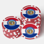 ミズーリ州旗を持つ愛国的なトランプのポーカーチップ ポーカーチップ (積み重ね)