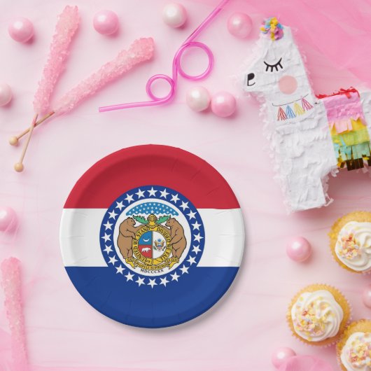 ミズーリ州旗を持つ愛国的紙プレート ペーパープレート (パーティー)