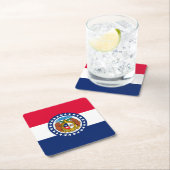 ミズーリ州旗デザイン スクエアペーパーコースター (インサイチュ)
