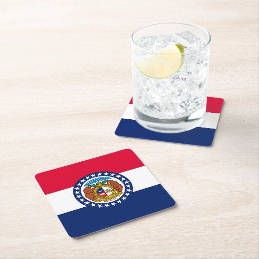 ミズーリ州旗デザイン スクエアペーパーコースター (インサイチュ)