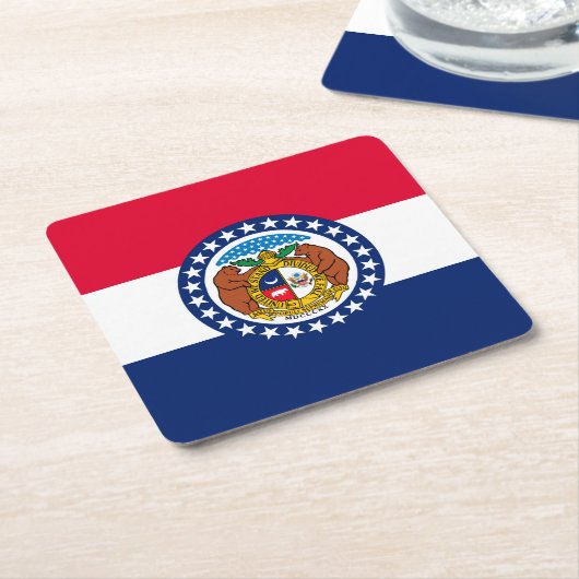 ミズーリ州旗デザイン スクエアペーパーコースター (アングル)