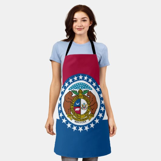 ミズーリ州旗 エプロン (着用した状態)
