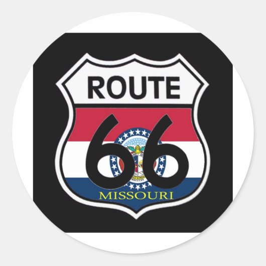 ミズーリ州旗Route 66シールド ラウンドシール (正面)