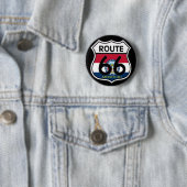 ミズーリ州旗Route 66シールド 缶バッジ (インサイチュ)