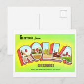 ミズーリ州Rollaからのヴィンテージの挨拶 ポストカード (正面/裏面)