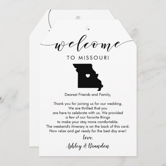 ミズーリ結婚のウェルカムラベルレターの日程 (正面/裏面)