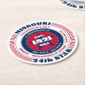 ミズーリ赤白青タイポグラフィ ラウンドペーパーコースター (アングル)