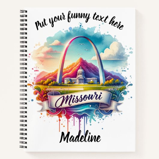 ミズーリ鮮やかー水彩イラストレーション ノートブック (正面)