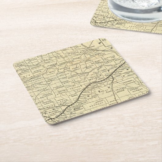 ミズーリ2の地図 スクエアペーパーコースター (アングル)