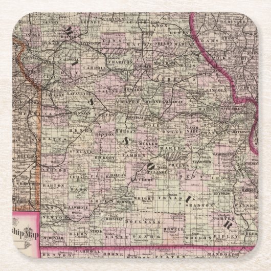 ミズーリ7 スクエアペーパーコースター (正面)