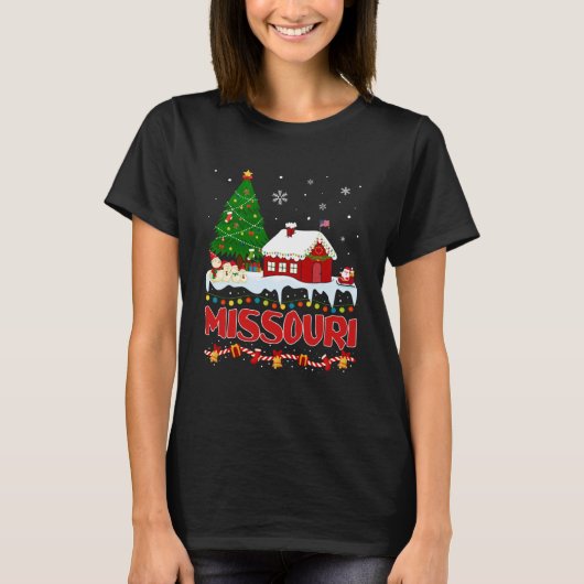 ミズーリChristmas Tree Light Pajama州恋しく思of  Tシャツ (正面)
