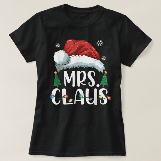 ミセスおもしろいクロース・サンタ・クリスマスマッチングカップルP Tシャツ (デザイン正面)