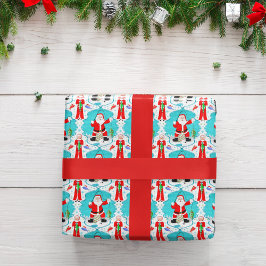 ミセスおもしろい・クロース・フィッシュに驚いたクリスマス・サンタ ラッピングペーパー