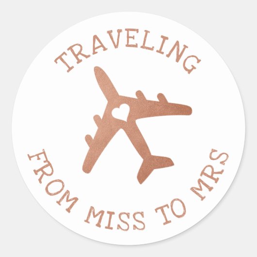 ミセスからミセスへの ブライダルシャワーバチェロレッテギフトラベル ラウンドシール (正面)