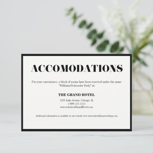 ミセスとミセスモダンのはっきりした宿泊カード エンクロージャーカード (スタンド正面)