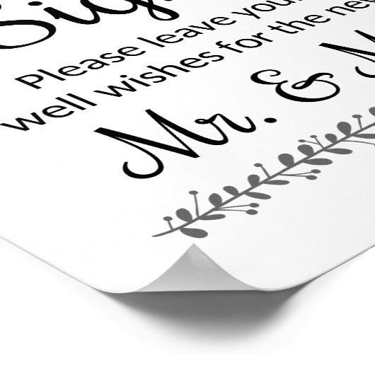 ミセスのゲストブック結婚のサインを願う ポスター (角)