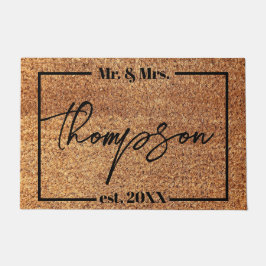 ミセスのパーソナライズされた結婚贈りの姓 ドアマット