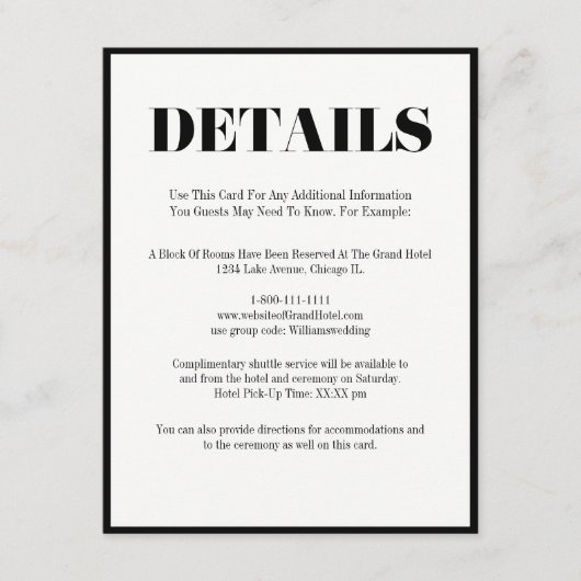 ミセスのモダンはっきりした結婚詳細 エンクロージャーカード (正面)