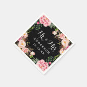 ミセスの上品な結婚ピンクの花リース スタンダードカクテルナプキン (角)