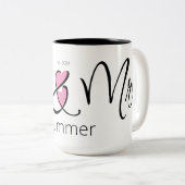 ミセスの名前をカスタムする結婚ピンクシンプル・ブラック ツートーンマグカップ (正面右)