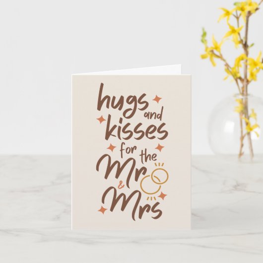 ミセスの挨拶のためのハグと結婚キス カード (黄色い花)