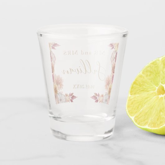 ミセスの秋の花結婚はカボチャに好意を ショットグラス (裏面)