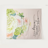 ミセスの背景結婚フローラピンクバナー タペストリー (正面(横))