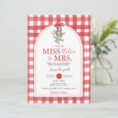 ミセスへのクリスマス ブライダルシャワー ホリデー レッドリボン 招待状 (スタンド正面)