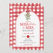 ミセスへのクリスマス ブライダルシャワー ホリデー レッドリボン 招待状 (正面/裏面)