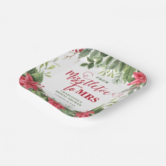 ミセスウィンターへのミスルート ポインセチア ブライダルシャワー ペーパープレート (傾斜あり)