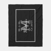 ミセスエレガント・ネーム・ブラック結婚ズ フリースブランケット (正面)