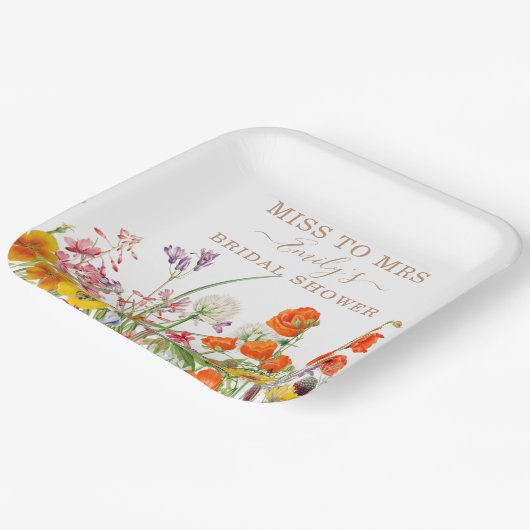 ミセスカラフル恋しく思ブライダルシャワーに野花 ペーパープレート (傾斜あり)