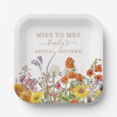 ミセスカラフル恋しく思ブライダルシャワーに野花 ペーパープレート (正面)