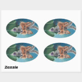 ミセスキツネステッカーキツネイン服ビクトリアンキツネ 楕円形シール (シート)