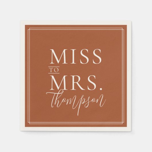 ミセスシンプル恋しく思テラコッタブライダルシャワー紙 スタンダードカクテルナプキン (正面)