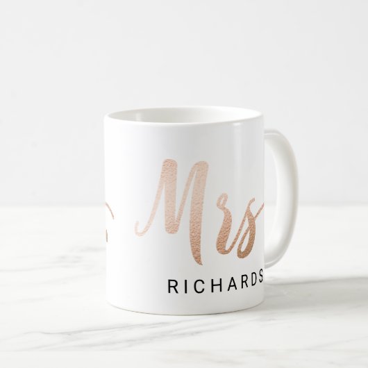 ミセスタイポグラフィフェイクバラ金ゴールド コーヒーマグカップ (正面右)