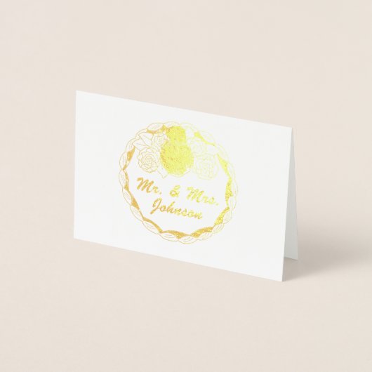 ミセスパーソナライズされたのケーキ結婚花婿 箔カード (正面)