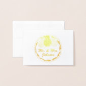 ミセスパーソナライズされたのケーキ結婚花婿 箔カード (封筒付き正面)