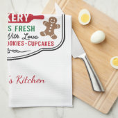 ミセスパーソナライズされたクロースクリスマスクッキーベーキング キッチンタオル (四つ折り)