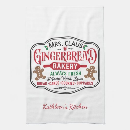 ミセスパーソナライズされたクロースクリスマスクッキーベーキング キッチンタオル (縦)