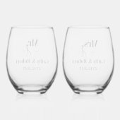 ミセスパーソナライズされたズとミセス結婚ズ ステムなしワイングラス (裏面)