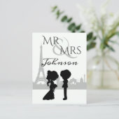 ミセスパーソナライズされたズの結婚エッフェル塔 ポストカード (スタンド正面)