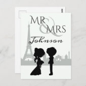 ミセスパーソナライズされたズの結婚エッフェル塔 ポストカード (正面/裏面)