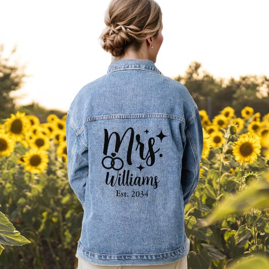 ミセスパーソナライズされた・エストデイト花嫁ウェディングパーティージャン デニムジャケット