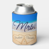 ミセスビーチ結婚式ハートインサンドクーラーボックス 缶クーラー (缶正面)