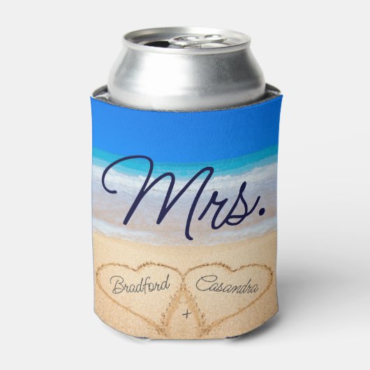 ミセスビーチ結婚式ハートインサンドクーラーボックス 缶クーラー (缶正面)