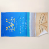 ミセスビーチ結婚式ハートサンドハンズゲスト ビーチタオル (正面)