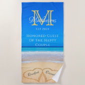 ミセスビーチ結婚式ハートサンドハンズゲスト ビーチタオル (正面)